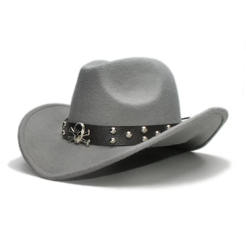 Adult Wool Fedoras Hats Kids Parents Wool Hat New Fashion Retro West Cowboy Hat Width Rims Skull College Fashion Bowler Hat