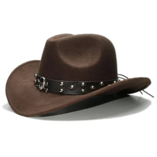 Adult Wool Fedoras Hats Kids Parents Wool Hat New Fashion Retro West Cowboy Hat Width Rims Skull College Fashion Bowler Hat