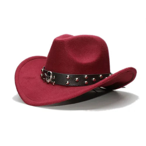 Adult Wool Fedoras Hats Kids Parents Wool Hat New Fashion Retro West Cowboy Hat Width Rims Skull College Fashion Bowler Hat