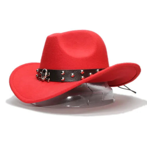 Adult Wool Fedoras Hats Kids Parents Wool Hat New Fashion Retro West Cowboy Hat Width Rims Skull College Fashion Bowler Hat