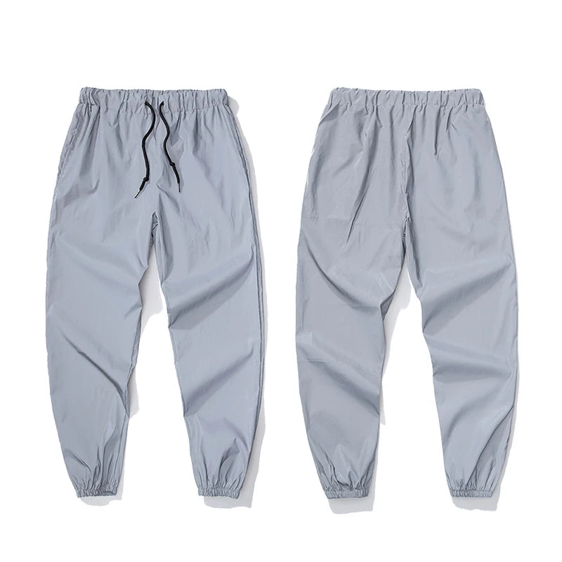 Men Streetwear Night Hip hop Reflective casual pants fashion male Elastic waist Skateboard Harajuku Jogger trousers sweatpants