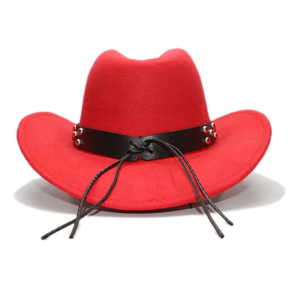 Adult Wool Fedoras Hats Kids Parents Wool Hat New Fashion Retro West Cowboy Hat Width Rims Skull College Fashion Bowler Hat