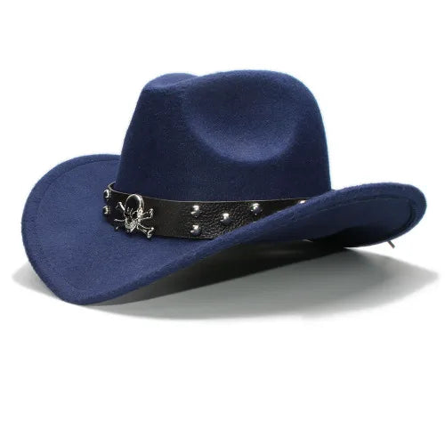 Adult Wool Fedoras Hats Kids Parents Wool Hat New Fashion Retro West Cowboy Hat Width Rims Skull College Fashion Bowler Hat