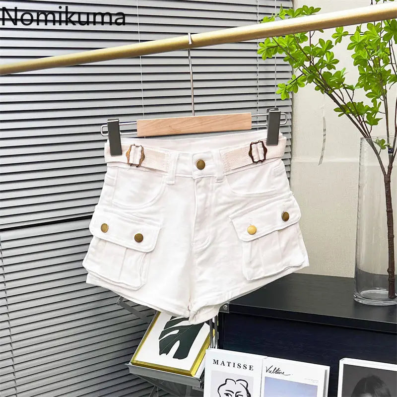 Women's Cargo Pants Denim Shorts 2025 New Botttoms High Waist Casual Summer Y2k Short Fashion Pantalones Cortos De Mujer 49B671