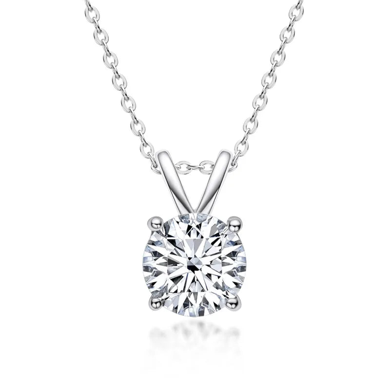 1 2 3 5 Carat Moissanite Necklace For Women Sterling Silver Plated D Color Diamond Engagement Wedding Necklace Fine Jewelry