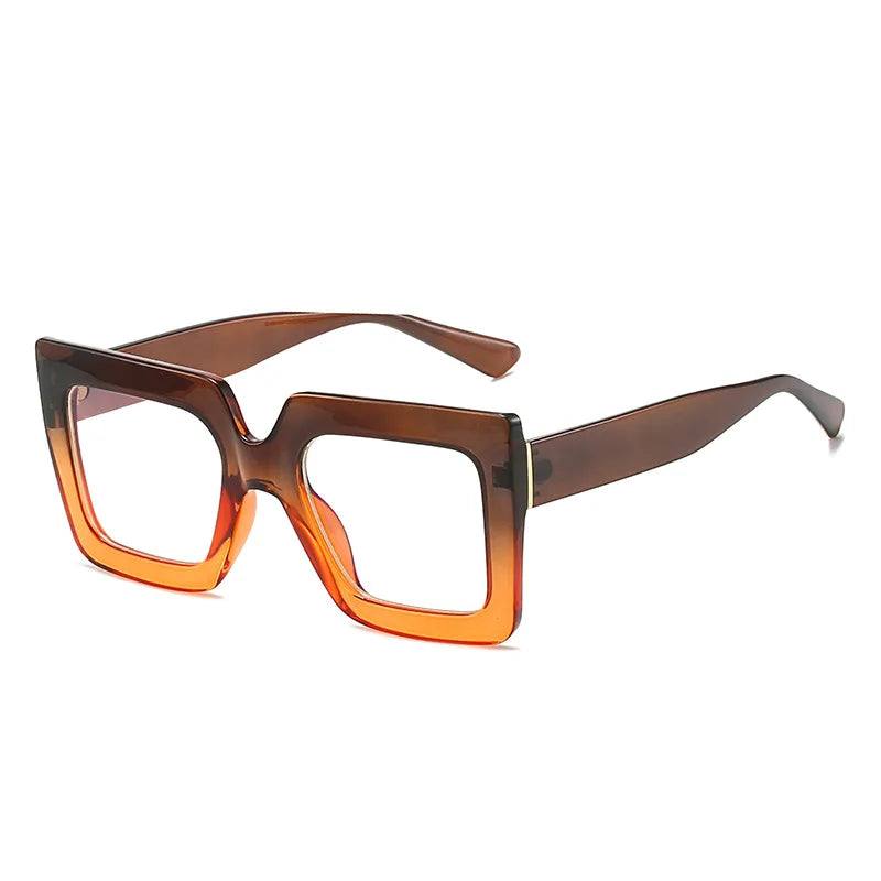 Big Oversized Square Eyeglass Frames Women Trendy Gradients Transparent Computer Optical Lenses Glasses Anti Blue Lens Eyewear