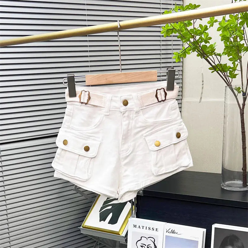 Women's Cargo Pants Denim Shorts 2025 New Botttoms High Waist Casual Summer Y2k Short Fashion Pantalones Cortos De Mujer 49B671