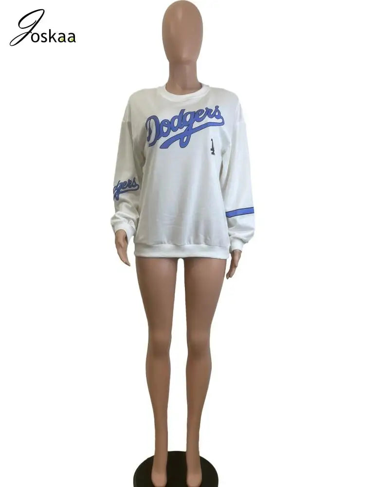 Joskaa Letter Print White Oversized Sweatshirts Women Hipster Round Neck Full Sleeve Loose Tops Autumn Harajuku Streetwear