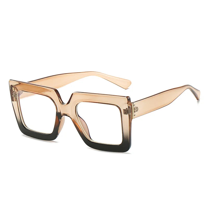 Big Oversized Square Eyeglass Frames Women Trendy Gradients Transparent Computer Optical Lenses Glasses Anti Blue Lens Eyewear