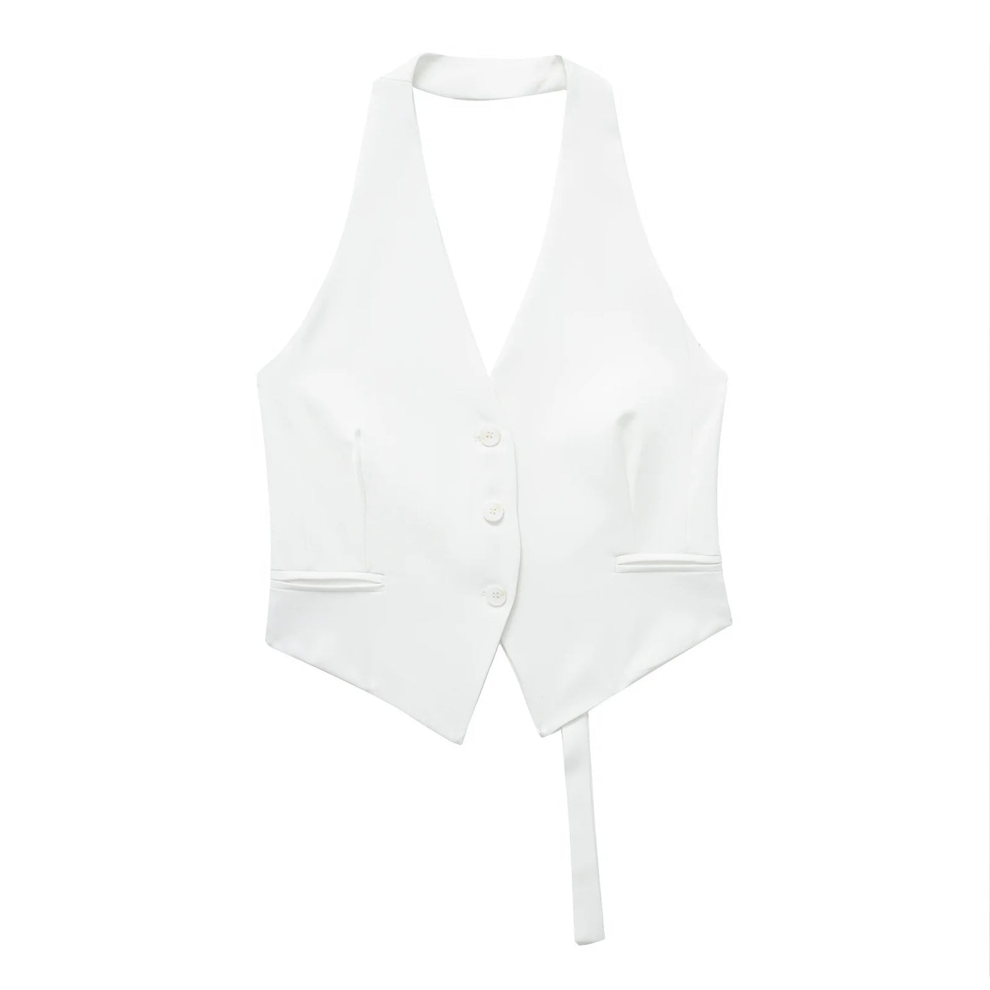 Summer 2025 Women's Sexy Halter Sleeveless Fashion Halter Neck Vest Vest Black and White Short Top