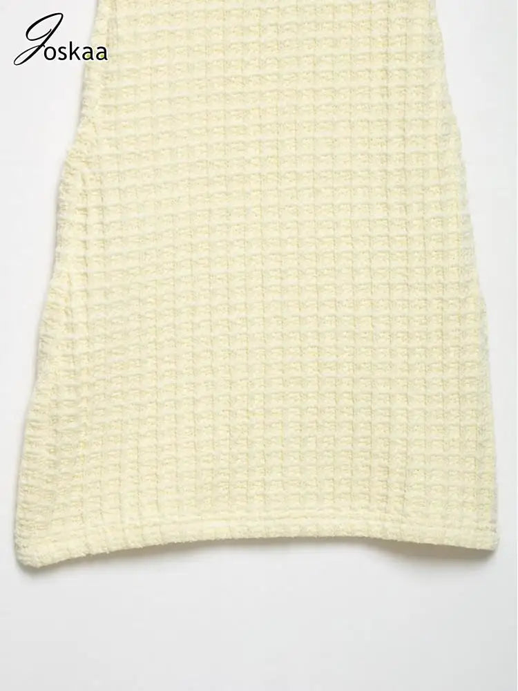 Joskaa 2025 Summer Women's Knitted Dress Sexy U-Neck Sleeveless Bodycon Mini Dresses Holiday Beachwear Vintage Streetwear