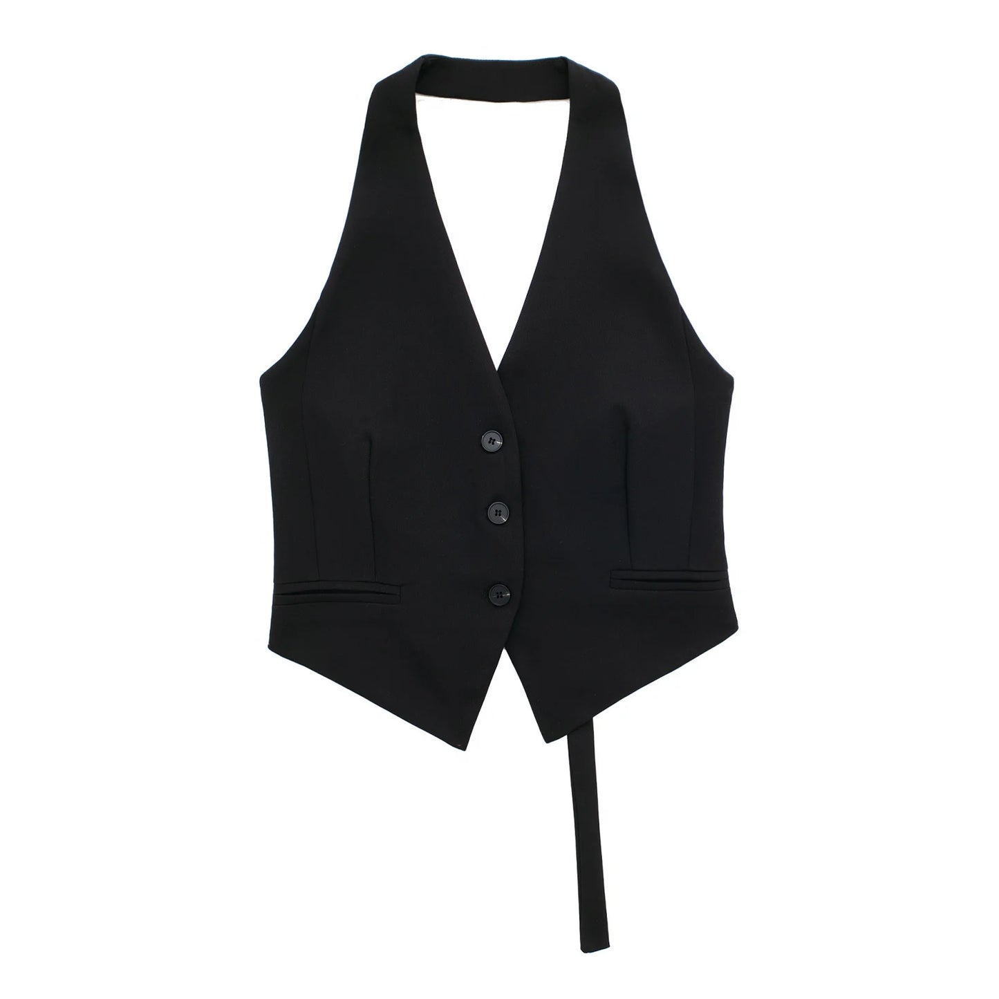 Summer 2025 Women's Sexy Halter Sleeveless Fashion Halter Neck Vest Vest Black and White Short Top