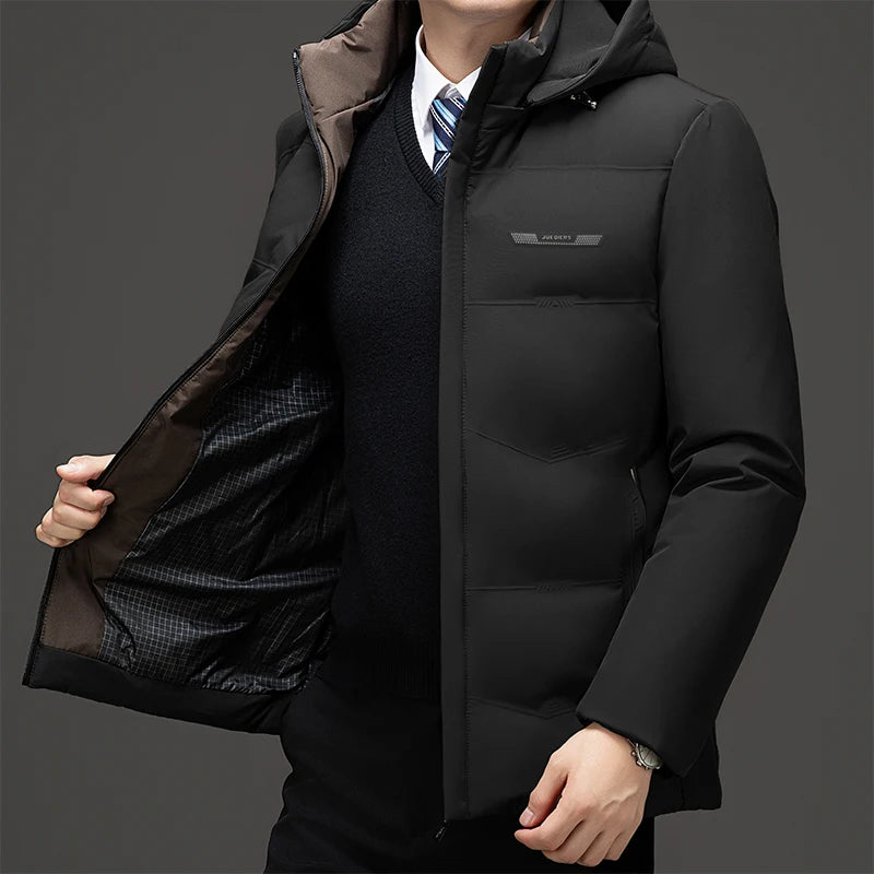 High Quality Hooded Thick Warm Waterproof Parkas Coat Male Hooded Loose Casual Winter Coats Men Business Winter Mens Down Jacket
