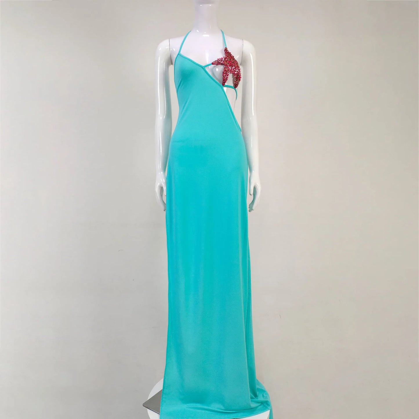Tosca Starfish Bustier Split Maxi Dress Spaghetti Strap Backless Design Celebrity Party Vacation Sexy Lace-Up Maxi Long Dress