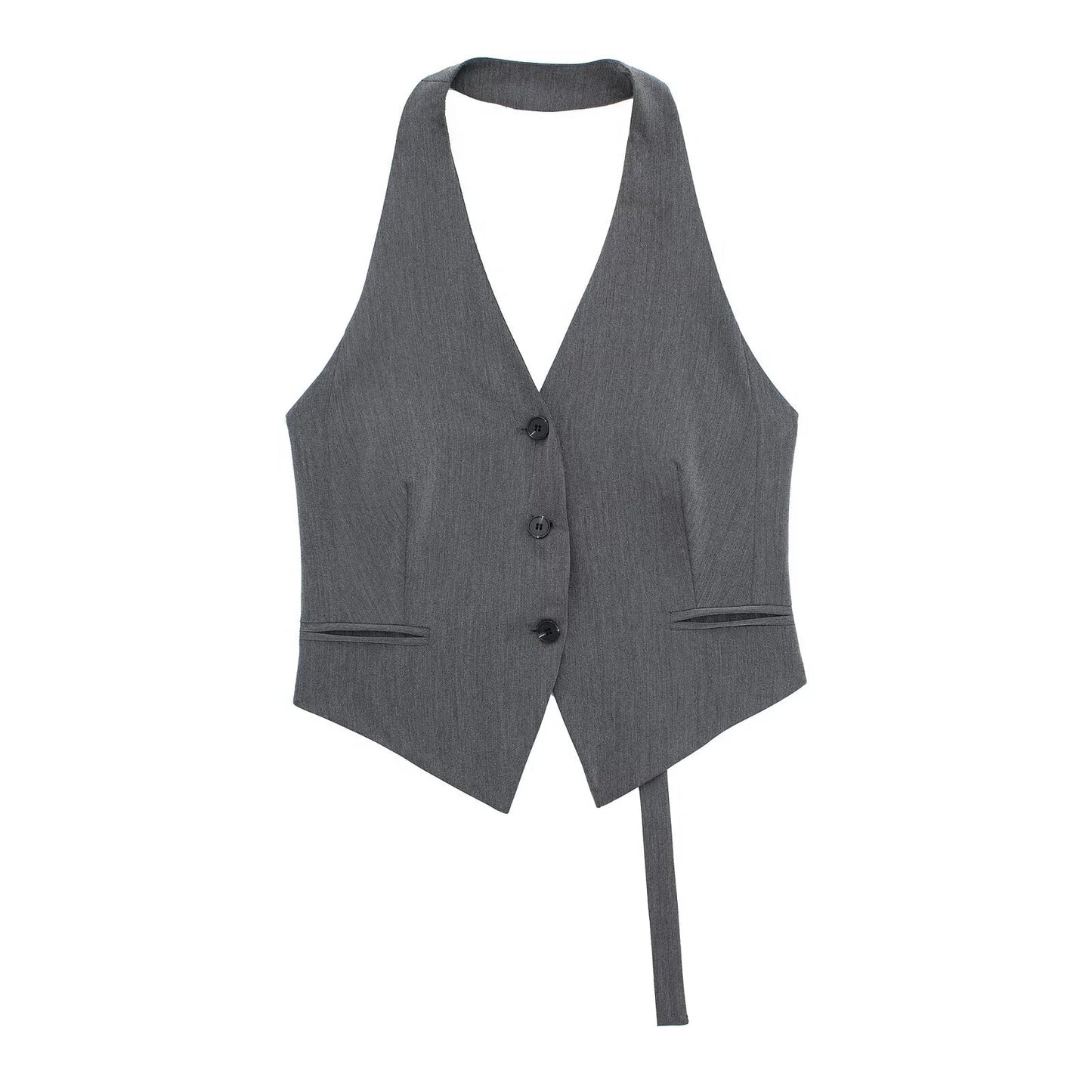 Summer 2025 Women's Sexy Halter Sleeveless Fashion Halter Neck Vest Vest Black and White Short Top