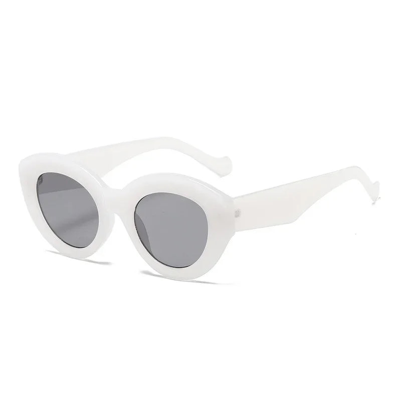 JNPCXI Ins Popular Fashion Oversized Cat Eye Women Sunglasses Green Stripes Retro Shades UV400 Men Trending Oval Sun Glasses