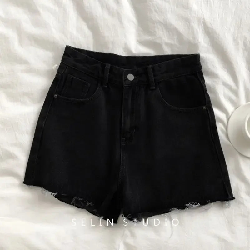 Denim Shorts Women's Summer 2025 New Ins High Waist Slimming Loose Wide Leg Ultra Short A-line Hot Pants Trend