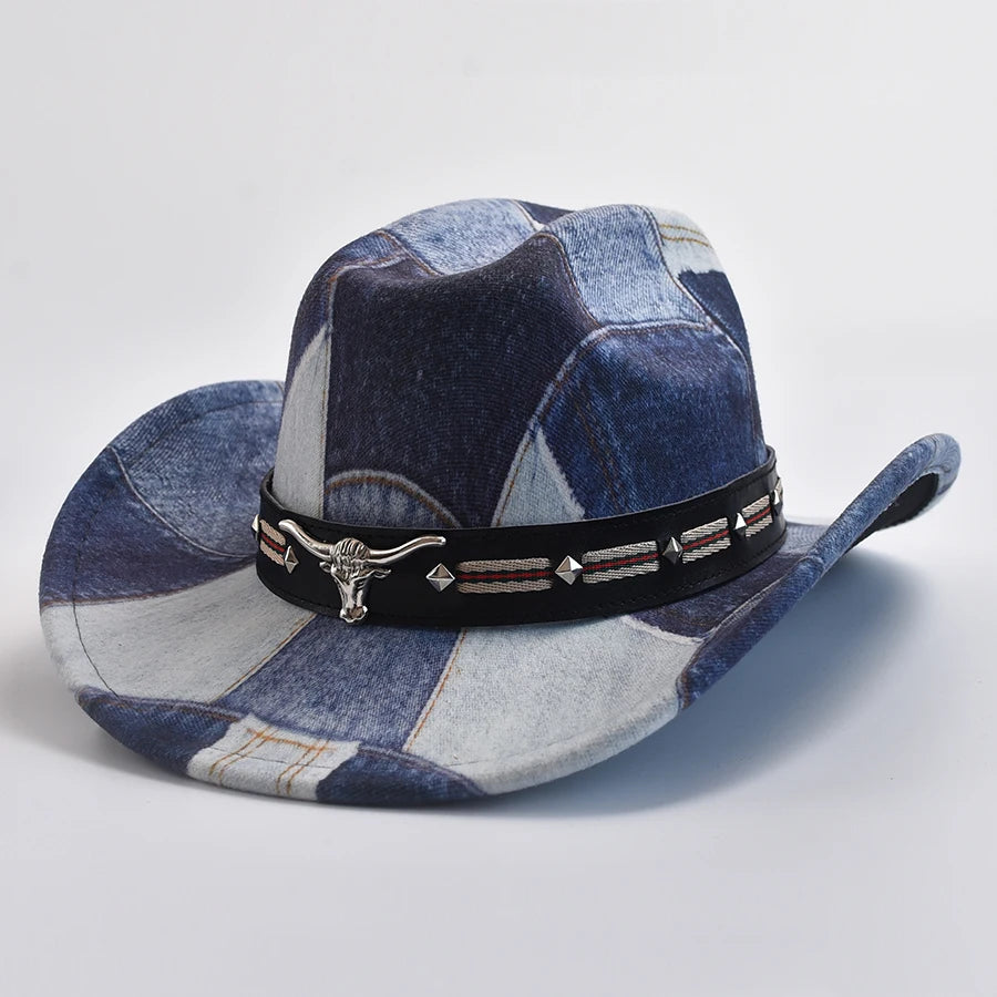Vintage Western Cowboy Hat For Men's 8CM Wide Brim Gentleman Jazz Hats Panama Cowgirl Sombrero Hombre Caps
