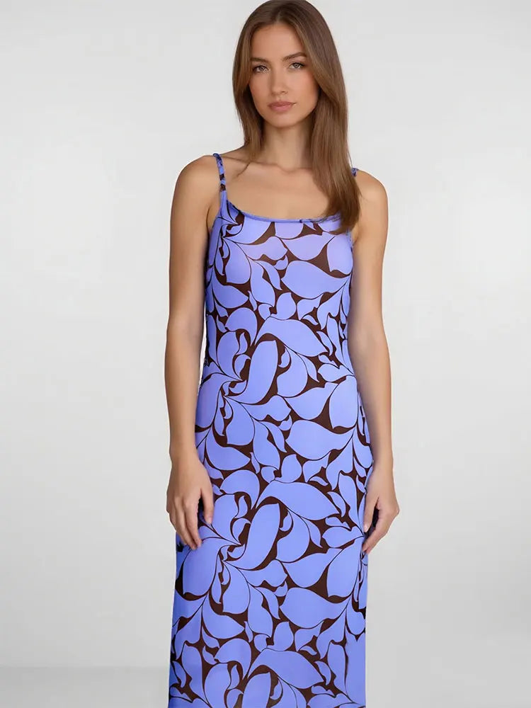 Summer Women Dresses New Streetwear Fashion Print O-Neck Dress Sexy Backless Casual Slim Elegant Female Knitted Dresses Clothing