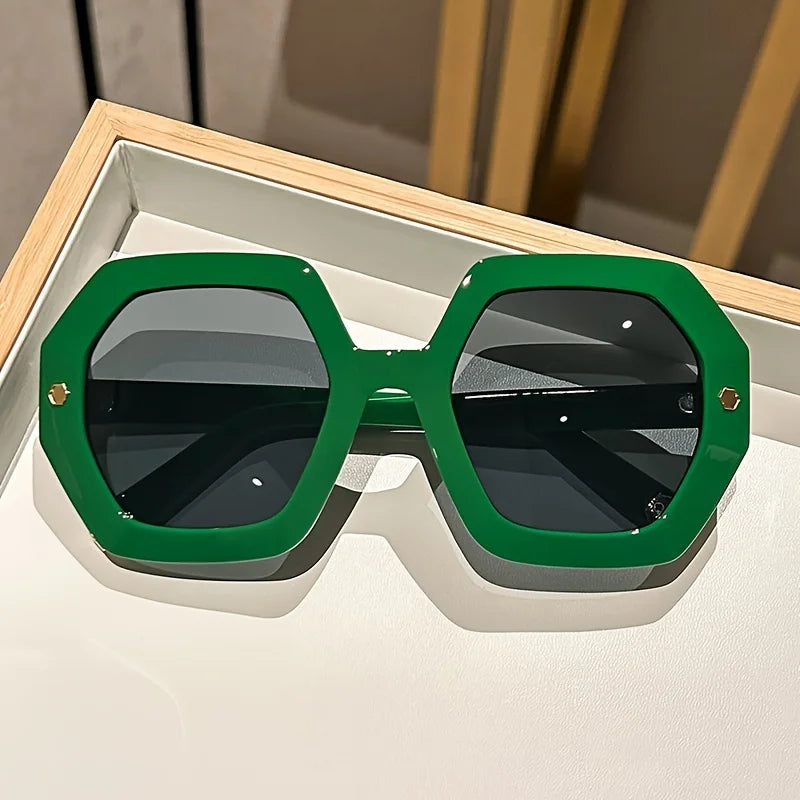Retro Polygon Sunglasses - Large Frame, Personalized Irregular Simple Fashion for Outdoor Travel and Street Photography Eyewear