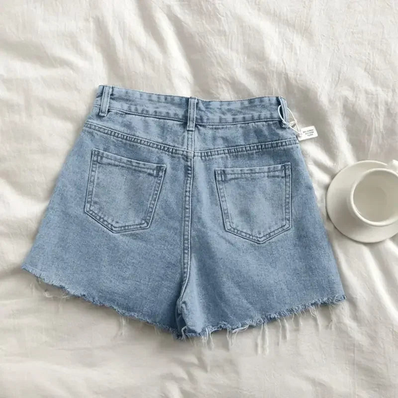Denim Shorts Women's Summer 2025 New Ins High Waist Slimming Loose Wide Leg Ultra Short A-line Hot Pants Trend