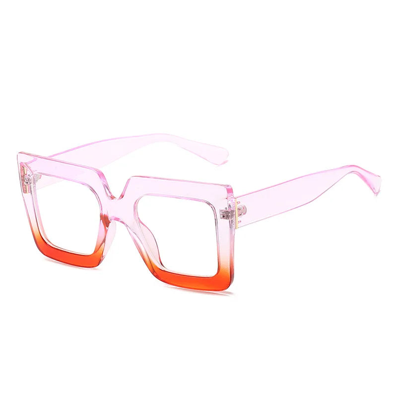 Big Oversized Square Eyeglass Frames Women Trendy Gradients Transparent Computer Optical Lenses Glasses Anti Blue Lens Eyewear