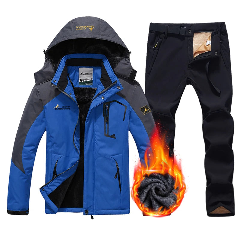 Winter Ski Suit Men Snowboard Fleece Jacket Pants Thicken Warm Waterproof Windproof Skiing And Snowboarding Sets Snow Suits Male