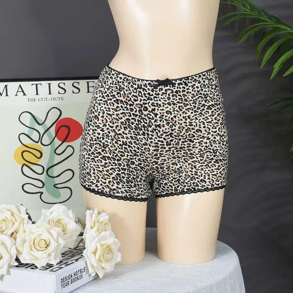 Shorts Women Summer 2025 New Fashion Sparkling Pearl Christmas New Product Leopard Print Elastic Waistband Casual Half Pants