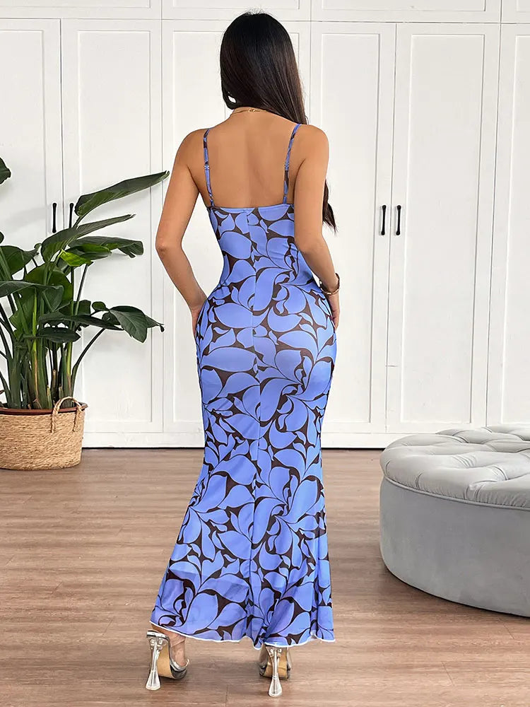 Summer Women Dresses New Streetwear Fashion Print O-Neck Dress Sexy Backless Casual Slim Elegant Female Knitted Dresses Clothing