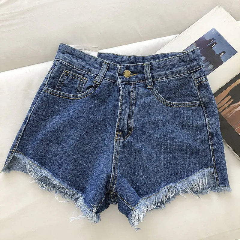 2025 New Summer Denim Shorts Fashion Women Button High Street Y2K Sexy Hot Girl Short Pants Ripped Jeans Tassel Female Clothes