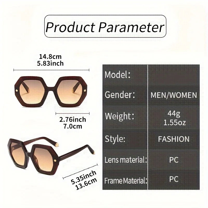 Retro Polygon Sunglasses - Large Frame, Personalized Irregular Simple Fashion for Outdoor Travel and Street Photography Eyewear