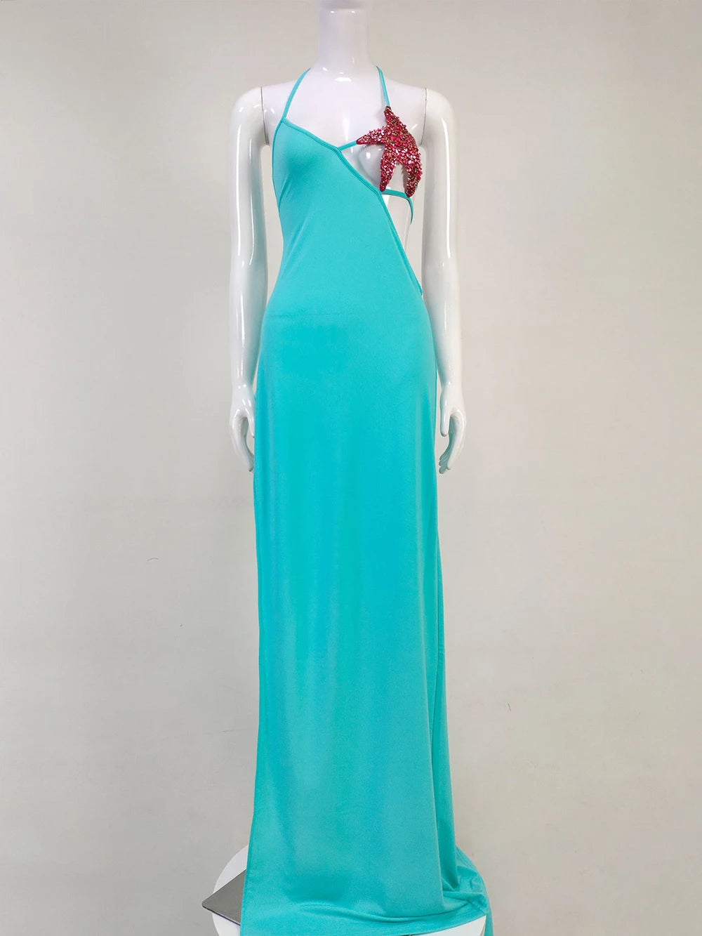Tosca Starfish Bustier Split Maxi Dress Spaghetti Strap Backless Design Celebrity Party Vacation Sexy Lace-Up Maxi Long Dress