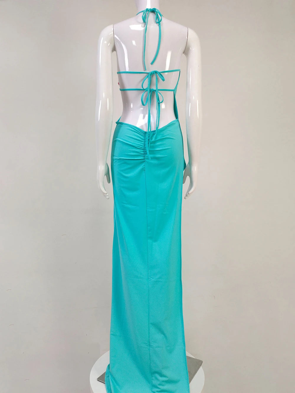 Tosca Starfish Bustier Split Maxi Dress Spaghetti Strap Backless Design Celebrity Party Vacation Sexy Lace-Up Maxi Long Dress