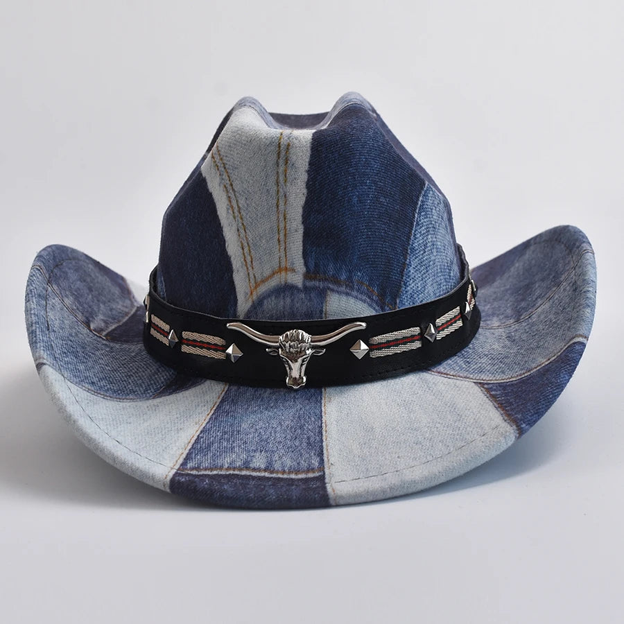Vintage Western Cowboy Hat For Men's 8CM Wide Brim Gentleman Jazz Hats Panama Cowgirl Sombrero Hombre Caps