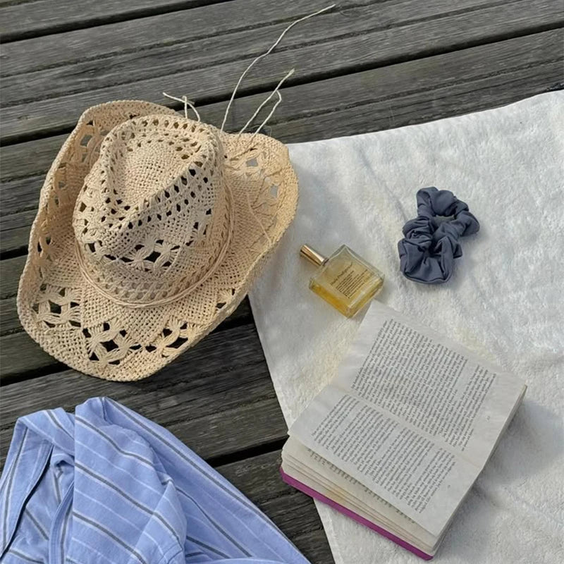 Cowboy Hat Woman Western Cowgirl Caps Women Cow Girl Things Chapeau Femme Hats Accessories Vacation Compilation Straw Hat