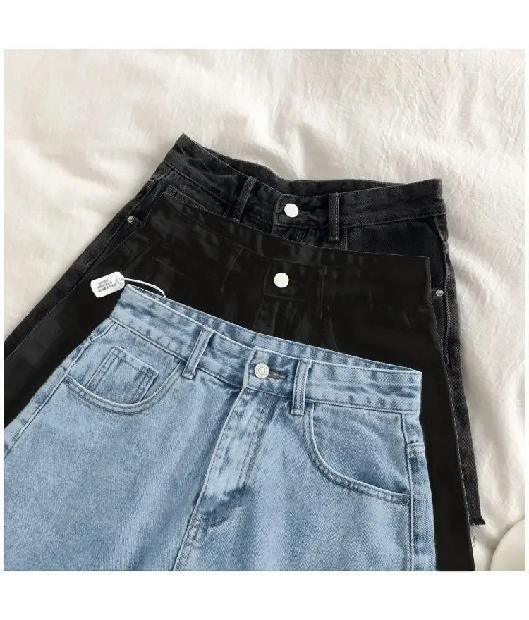 Denim Shorts Women's Summer 2025 New Ins High Waist Slimming Loose Wide Leg Ultra Short A-line Hot Pants Trend