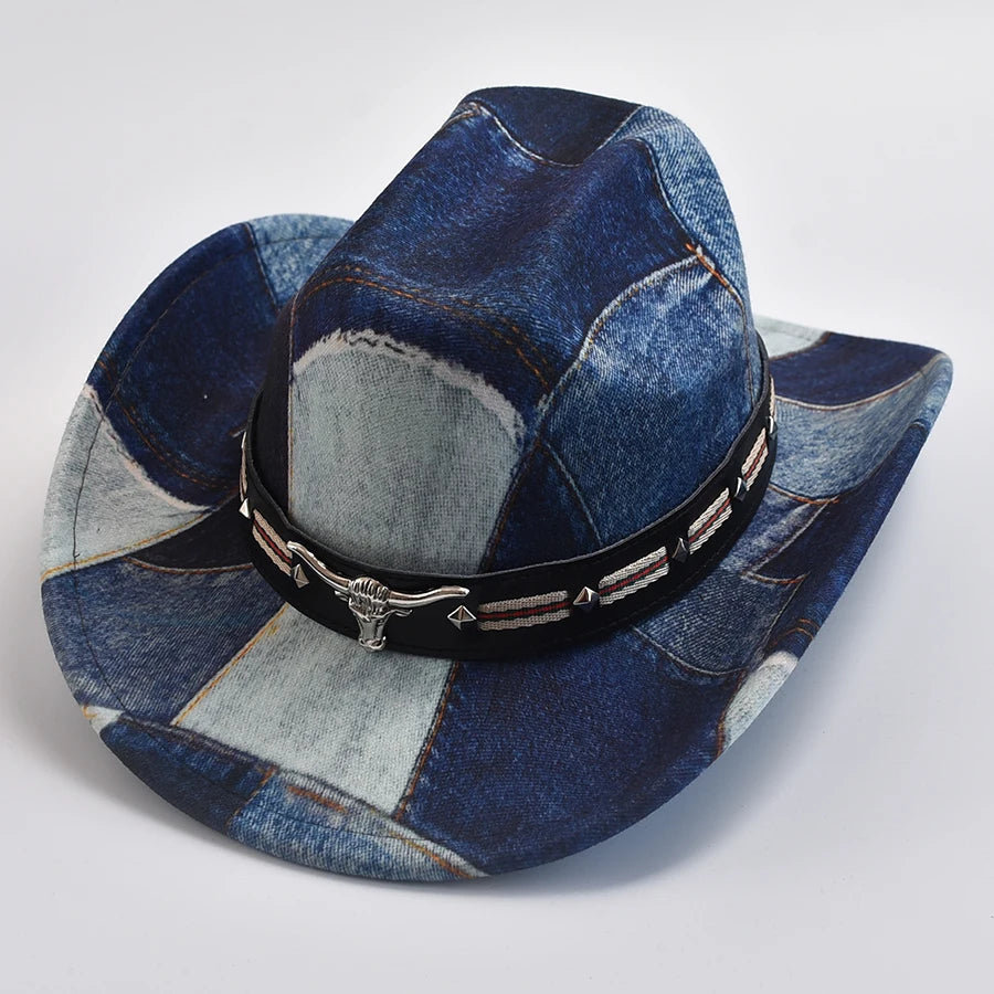 Vintage Western Cowboy Hat For Men's 8CM Wide Brim Gentleman Jazz Hats Panama Cowgirl Sombrero Hombre Caps
