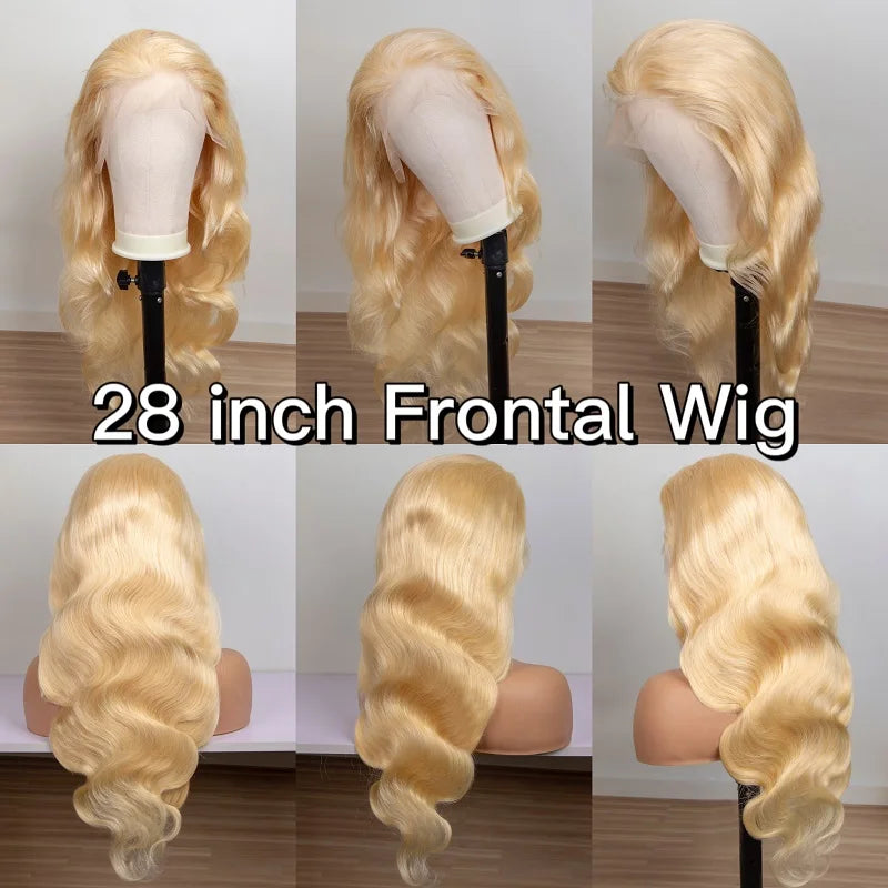 Full Lace Frontal Wig 613 Blonde Body Wave 360 Lace Front Wig Preplucked Brazilian Lace Front Human Hair Wigs For Women 28 inch