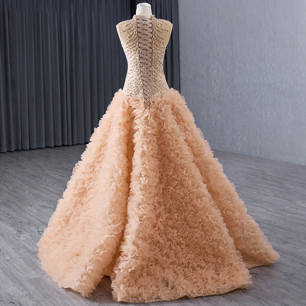 Jancember 241015 Elegant Sleeveless High Neck A-line Evening Party Dresses