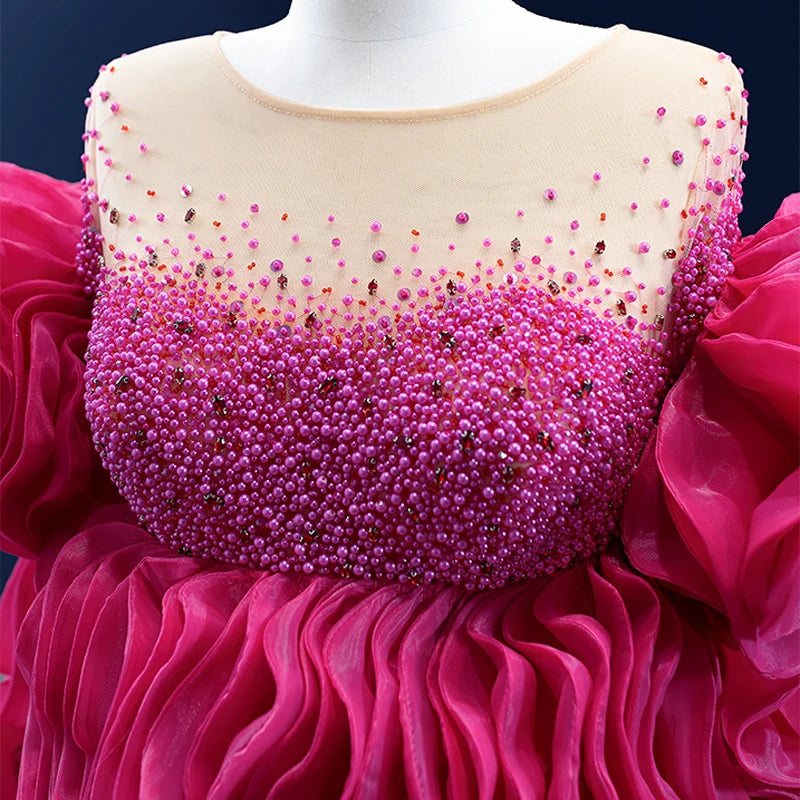 Rsm67565 2022 High Quality Women Pink Pleated Ruffles Evening Dresses Couture Red Carpet Evening Gowns