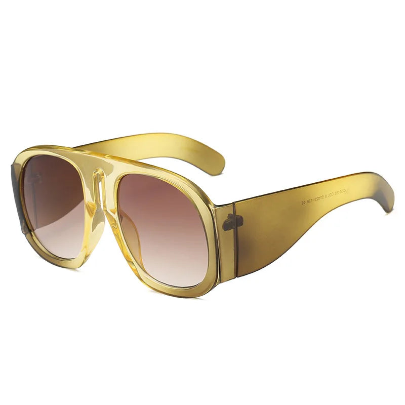 Fashion Luxury Round Sunglasses Men Women Brand Design Oversized Personality Frame Unique Glasses Leg Retro Sunglasses UV400
