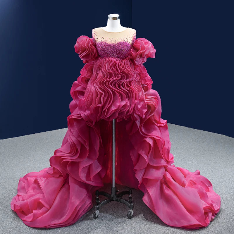 Rsm67565 2022 High Quality Women Pink Pleated Ruffles Evening Dresses Couture Red Carpet Evening Gowns