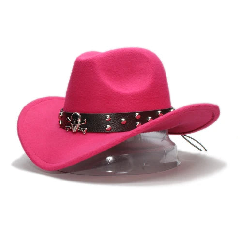 Adult Wool Fedoras Hats Kids Parents Wool Hat  New Fashion Retro West Cowboy Hat Width Rims Skull College Fashion Bowler Hat