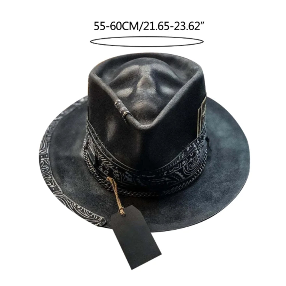 Black Gothic Cowboy Hat Unique Headwear Halloween Party Accessory Skull Cowboy Hat Spooky Headwear Festival Cowboy Caps Ornament