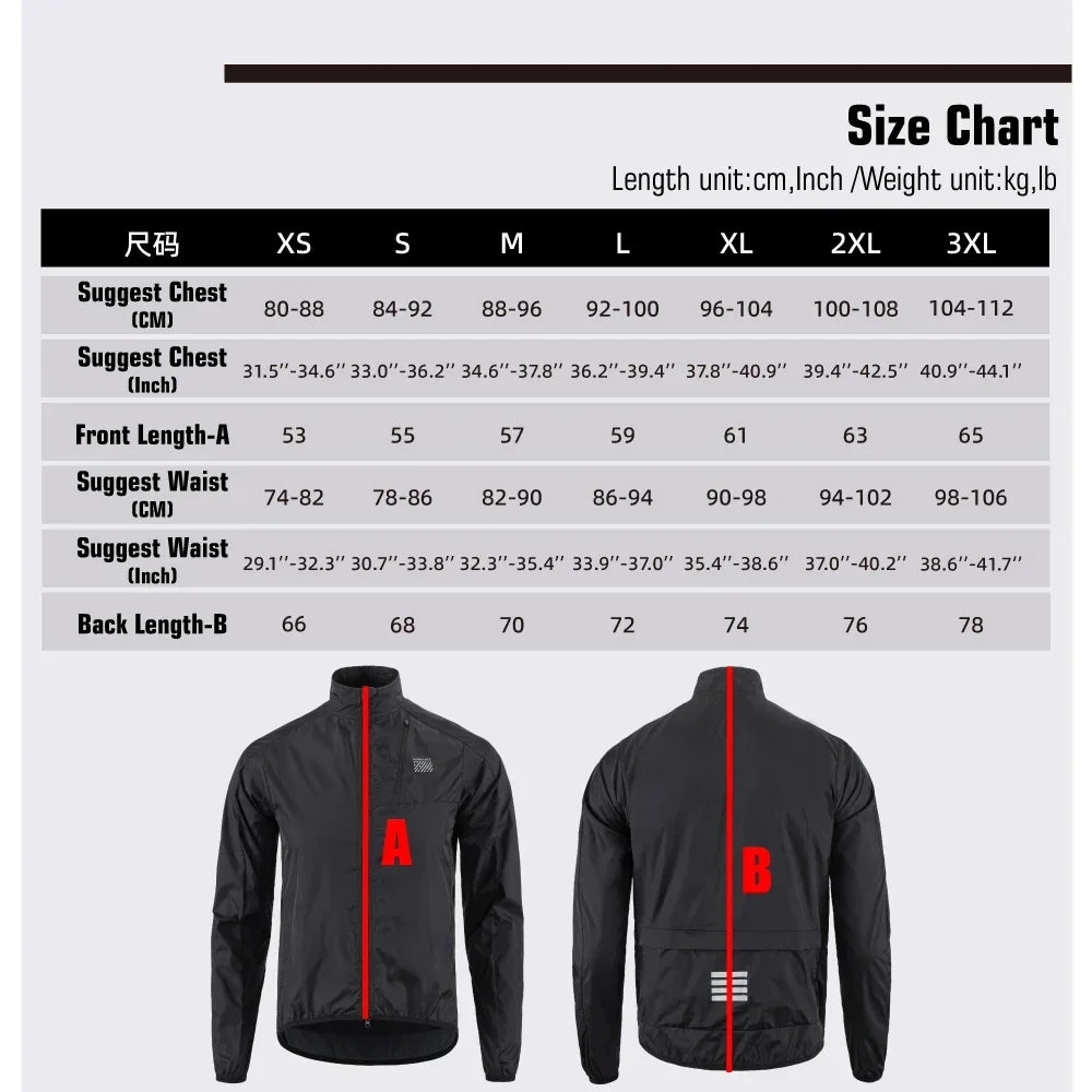 KEMALOCE Cycling Jacket Windproof Men 2025 Ultralight Long Sleeve Bike Jersey Black&Yellow Lightweight MTB Sports Windbreaker