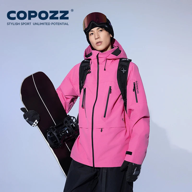 COPOZZ Skiing Coats Winter Warm Women Men Tracksuit Hooded Sports Snowboard Jacket Mountain Female Outwear Windproof Ski Clothes