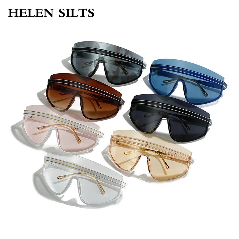 Fashion Shield One Piece Sunglasses Women Men Oversized Outdoor Goggles Sun Glasses Men Punk Half Frame Windproof Eyewear UV400