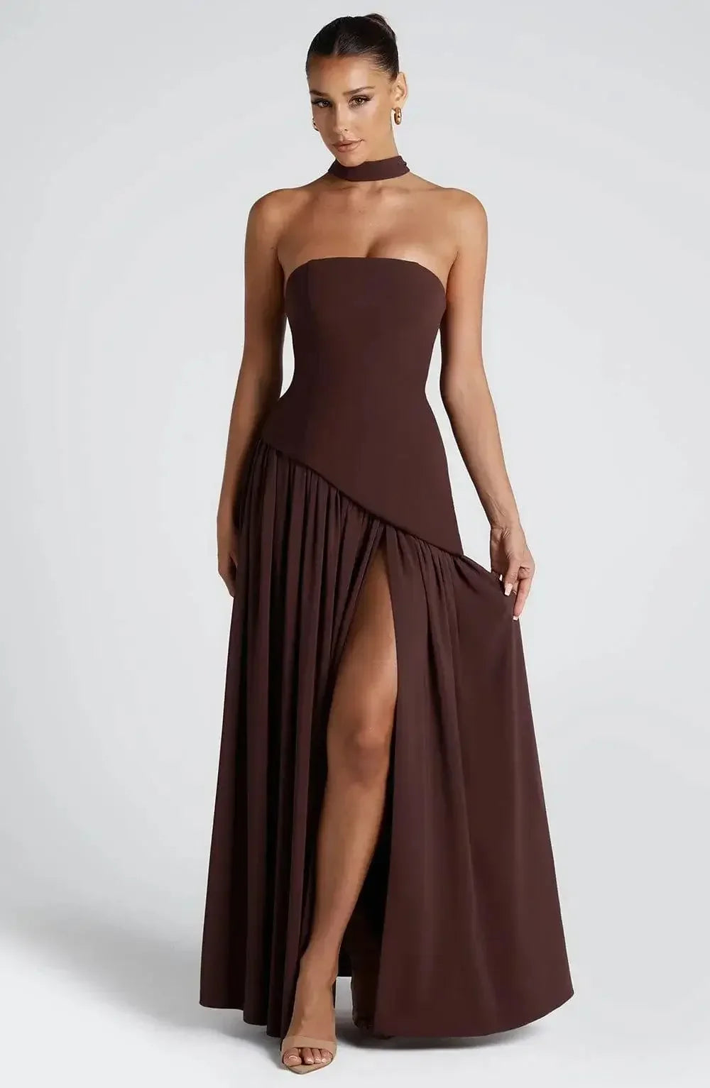 Butter Yellow Mesh Splicing Long Dress Elegant Strapless Split Backless Pleated Gowns For Women 2025 Lady Evening Party Gowns