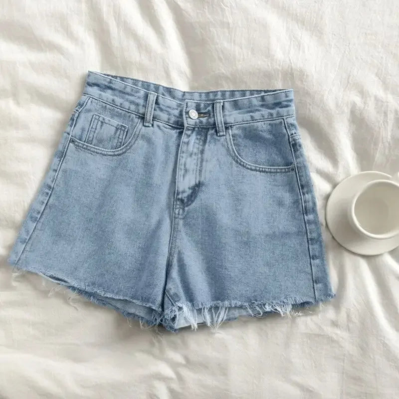 Denim Shorts Women's Summer 2025 New Ins High Waist Slimming Loose Wide Leg Ultra Short A-line Hot Pants Trend
