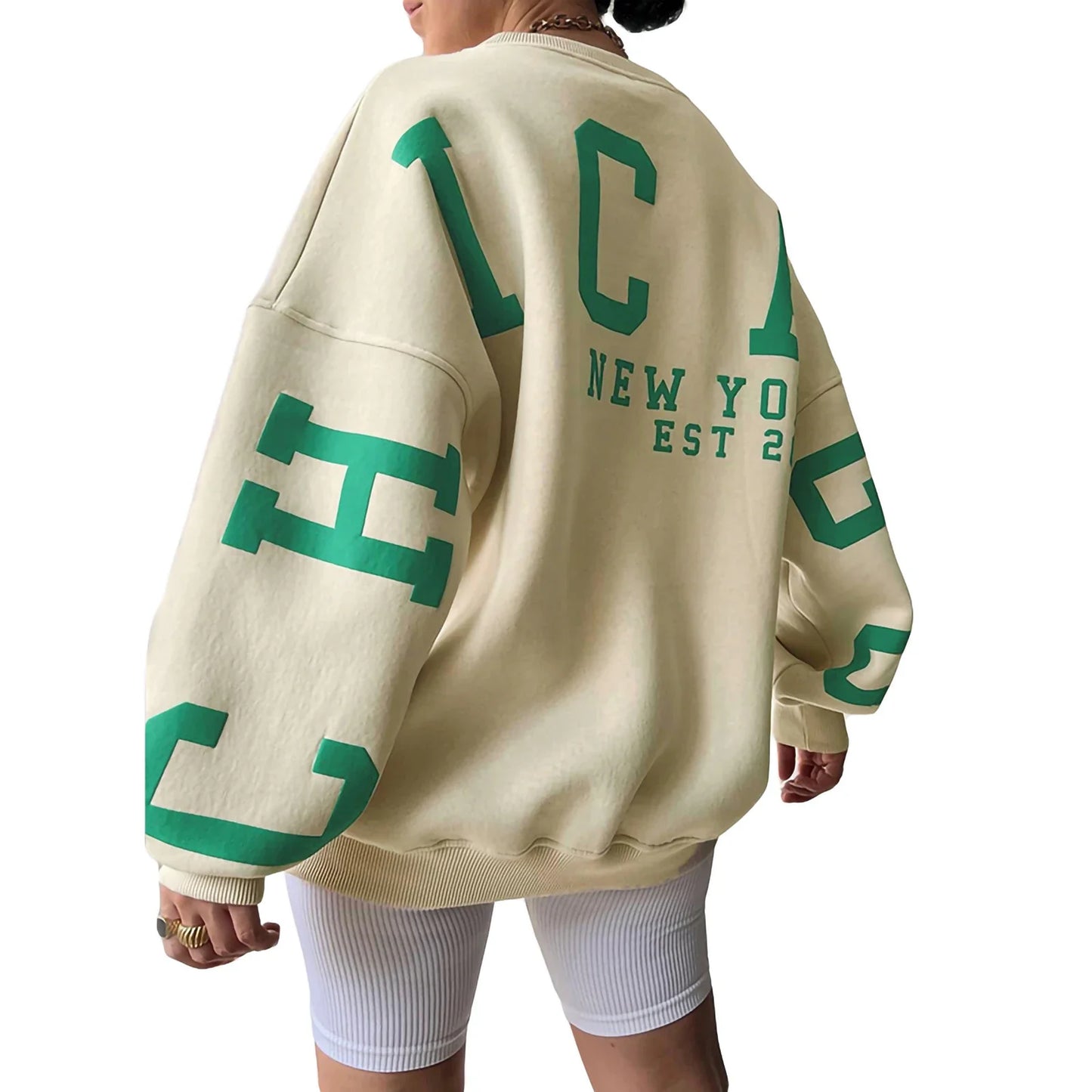 Women's Y2K Grunge Loose Fit Pullover Sweatshirts Letter Print Casual Thickened Long Sleeve Tops Autumn Hoodies Streetwear